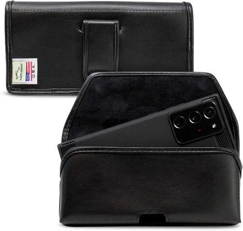 Turtleback Funda hecha para Note 20 Ultra compatible con OB Defender o fundas voluminosas, clip de cinturón de metal ejecutivo, bolsa de cuero
