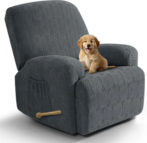 Miniatura 9 de VANSOFY Fundas para sillas reclinables, 4 piezas, elásticas, de tela jacquard, suave funda para silla reclinable, protector de muebles con parte