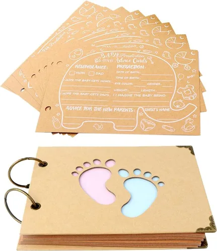40 hojas de tarjetas de consejos para baby shower, tarjetas de predicción para juegos de revelación de baby shower, libro de invitados para baby