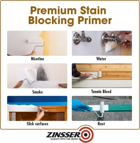 Miniatura 4 de Zinsser 03504 sellador para imprimación, de aceite, para cubrir manchas, para uso en interiores y exteriores, de 1 cuarto de galón, blanco