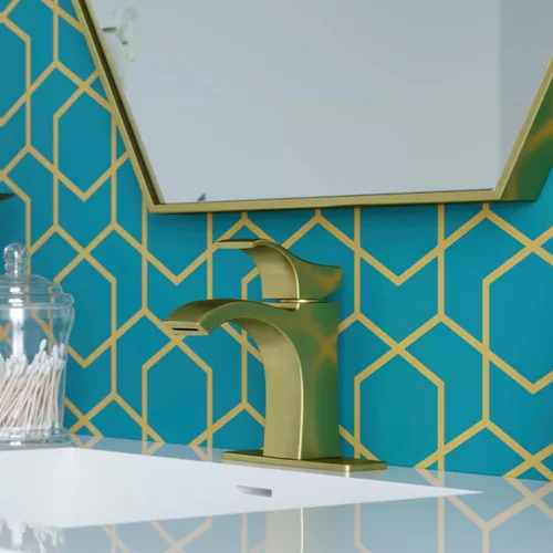 Miniatura 2 de Pfister Venturi LF042VNBG - Grifo para lavabo de baño, control único, 1 mango, agujero único, acabado dorado cepillado
