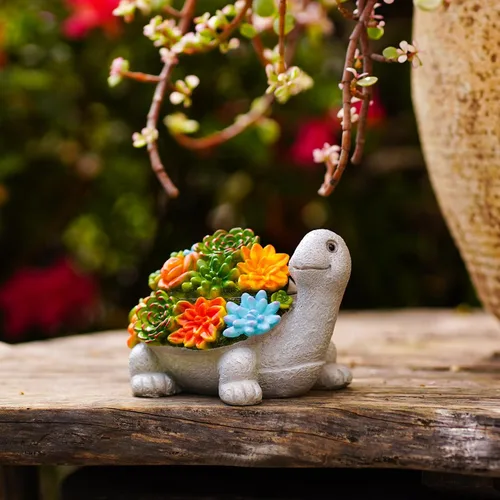 Miniatura 6 de Estatua oculta de llave de tortuga para exteriores, bonita tortuga suculenta oculta una llave decorativa para exteriores, pequeña caja de regalo