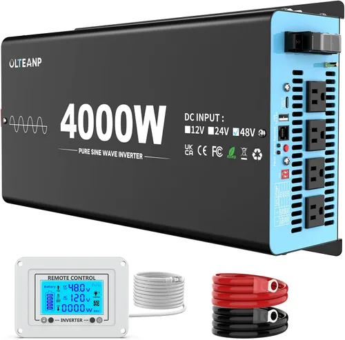 Miniatura 11 de OLTEANP Nuevo Inversor de onda sinusoidal pura de 2200 vatios actualizado, inversor de corriente de 12 V CC a 110 V CA con 4 salidas de CA, puerto