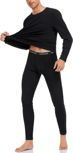 Miniatura 6 de COLORFULLEAF Conjunto de ropa interior térmica de algodón para hombre, ropa interior térmica de algodón para hombre, capa base, clima frío