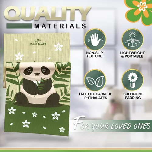 Miniatura 2 de Set de Esterillas de Yoga para Niños de ABTECH - Cómoda Esterilla de Yoga Infantil de Dinosaurio para Niño con 12 Tarjetas de Yoga, Bolsa de Panda