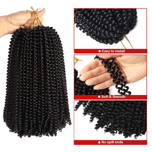 Miniatura 3 de Extensiones de cabello sintético rizado en espiral con volumen para trenza de croché