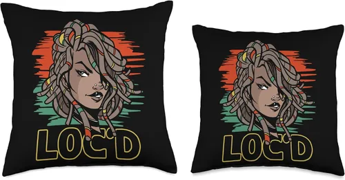 Miniatura 3 de Locs Afro Dreadlocks Love Natural Beauty Hair It's the Locs for Me-Afro Hair Black American African Girl Throw Pillow, 18x18, Multicolor