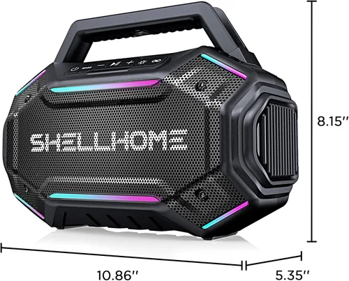 Miniatura 9 de ShellHome Altavoces Bluetooth 6.0 para exterior, altavoz potente de 80 W (máximo) con graves, 30 horas de reproducción, impermeable IPX6, luces RGB
