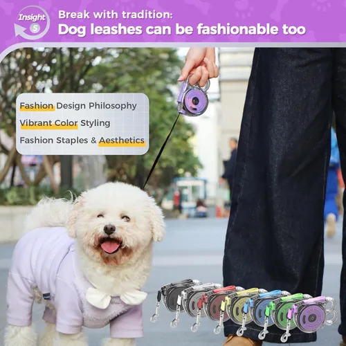 Miniatura 6 de Correa retráctil de 10 pies para perros pequeños, cachorros y gatos, 360° sin enredos, freno de una mano, aplicable a mascotas de tamaño pequeño