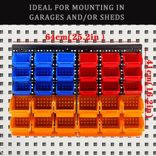 Miniatura 2 de Kit de 30 cubos de almacenamiento montados en la pared, estante organizador de herramientas, organizador de herramientas de garaje, contenedores