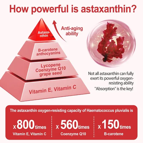 Miniatura 3 de Astaxantina 12 mg – Suplementos antioxidantes de astaxantina premium para apoyo a la salud de la piel y los ojos – Fuente de microalgas frescas