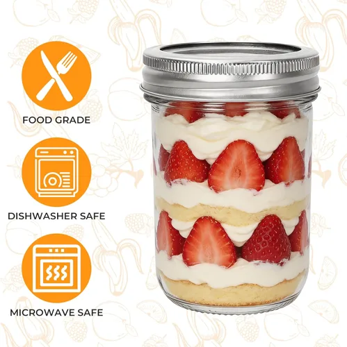 Miniatura 5 de Eathtek Tarros Mason de 8 onzas, paquete de 24 frascos de 8.1 fl oz con tapas regulares para almacenamiento de gelatina, hierbas, especias y miel