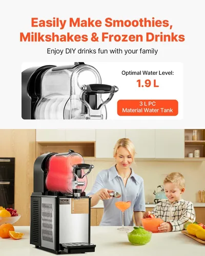 Miniatura 2 de VEVOR - Máquina comercial para hacer bebidas heladas, tanque único de 3L×1, fabricante de bebidas congeladas de 12 tazas, máquina de batidos