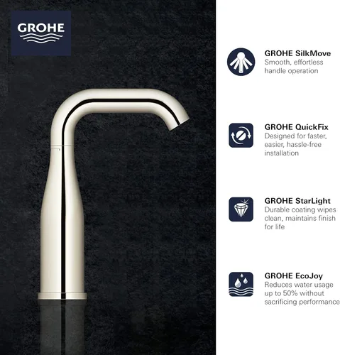 Miniatura 2 de GROHE 23485GNA Essence, grifo de baño de tamaño M de un solo orificio con un solo agujero, 1.2 GPM, amanecer fresco cepillado (oro cepillado)