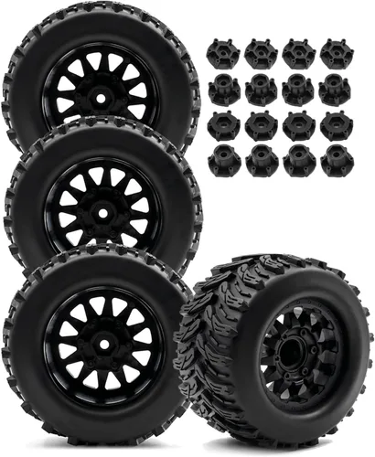 Neumáticos y ruedas hexagonales de 12mm/14mm para camiones RC 1/10 Arrm a Granite Vorteks Big Rock, Rustler Stampede Hoss/Axia1 LOS1 Red cat Rc 4wd,