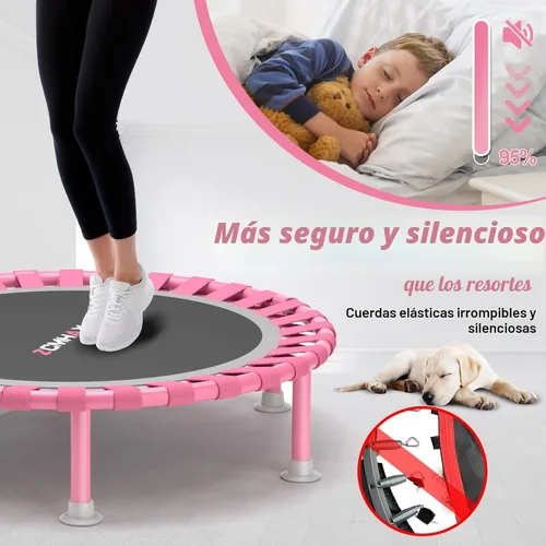 Miniatura 5 de ZCMHAXJ Mini trampolín plegable, trampolín de rebote de 40 pulgadas para adultos y niños, capacidad de 450 libras con barra ajustable en forma de T