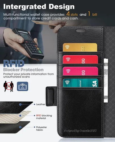 Miniatura 4 de OCASE Funda tipo cartera para Samsung Galaxy Z Fold 5 5G con soporte para S Pen (versión actualizada) de piel sintética, ranuras para tarjetas