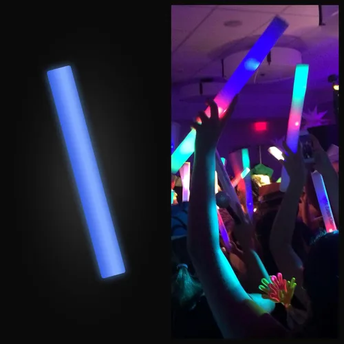 100 varillas luminosas de espuma azul, varillas de luz de 16 pulgadas para bodas, fiestas y bailes