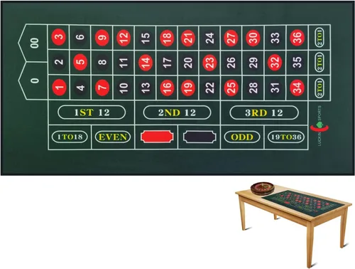 Miniatura 10 de 72 X 36 pulgadas Casino Profesional Ruleta y Craps Diseño de Fieltro de Mesa de Tablero, Hasta 10 Jugadores. 100% Tela, Impermeable y Resistente a