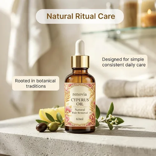 Miniatura 8 de Aceite Renovia Cyperus Rotundus, aceite natural para depilación para reducir la apariencia de vello corporal no deseado, hidratante y calmante