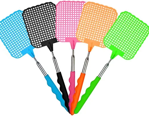 CUNYA - 5 matamoscas extensible, resistente, control manual de plagas con mango ajustable de acero inoxidable, matamoscas telescópicos ligeros y