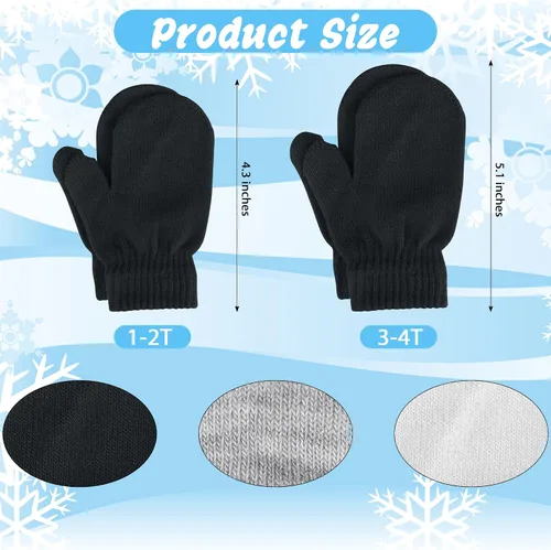 Miniatura 2 de 6 pares de mitones de invierno para bebés, guantes mágicos de punto para niños y niñas