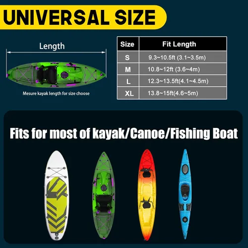 Miniatura 2 de Funda para kayak de 9.3 a 10.5 pies, cubiertas de kayak marino de alto rendimiento 300D, impermeable, resistente a los rayos UV, resistente a