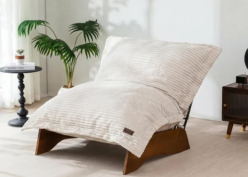 Miniatura 12 de MAXYOYO Silla ajustable para sala de estar, puf convertible y sillón reclinable con marco, cojín extraíble, tela de burbujas, suave tapizado