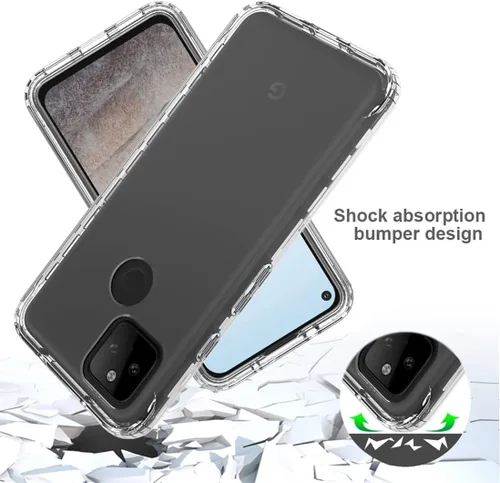 Miniatura 7 de Funda compatible con Google Pixel 5A 5G con protector de pantalla de vidrio templado, cuerpo completo, a prueba de golpes, transparente, flexible