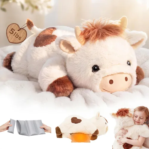 Miniatura 11 de Mewaii Animales de peluche con peso para adultos y niños, de 2 a 5 libras – 23 pulgadas de peluche de conejito calentable y refrigerable