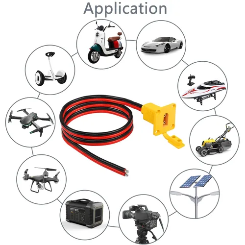 Miniatura 5 de CERRXIAN Cable desnudo macho XT90 de 3.2 pies 10 AWG con panel de montaje, enchufe macho XT90 con panel Mout para abrir cable desnudo para RC Lipo