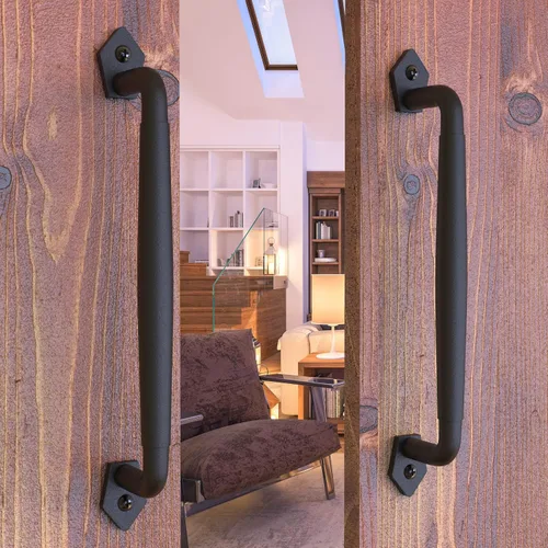 Miniatura 16 de Tirador Clásico de Puerta – Tirador de Acero Resistente para Portones, Puertas de Granero, Cercas Exteriores, Negro, 7 Pulgadas