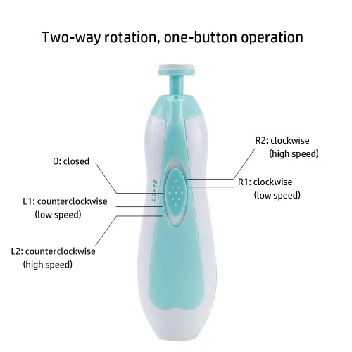 Miniatura 7 de Lima eléctrica de uñas para bebés con luz, 6 cabezales de molienda, kit de cortaúñas seguro para bebés recién nacidos y niños pequeños, dedos