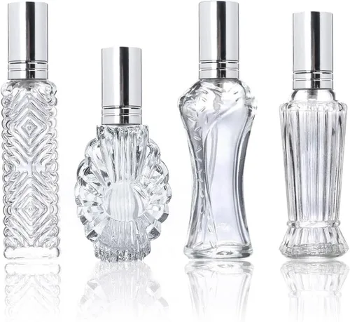 H&D HYALINE & DORA Botellas de perfume vintage recargables de vidrio vacías botella de spray para regalos de boda, decoración de coche, juego de 4