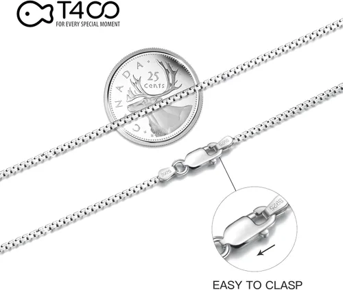 Miniatura 2 de T400 Collar de cadena de plata de ley 925 de 0.059 pulgadas chapado en oro de 0.059 pulgadas (0.039 in), cadenas de caja italiana para mujeres