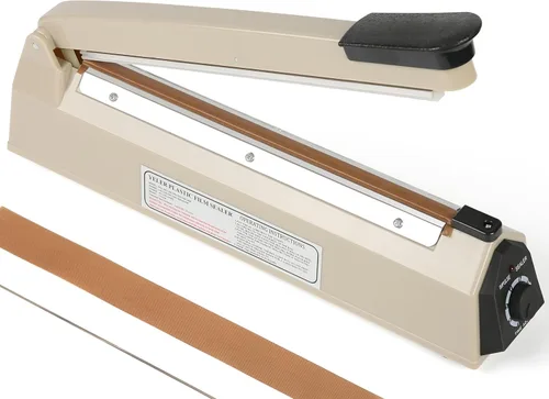 Sellador térmico por impulso de 12 pulgadas, máquina selladora manual de bolsas de polietileno para bolsas de plástico de PE y PP, agarre de Beige