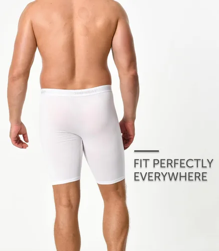 Miniatura 5 de Comfneat Calzoncillos tipo bóxer de algodón de pierna larga de 9 pulgadas para hombre, ropa interior elástica y cómoda, paquete de 4
