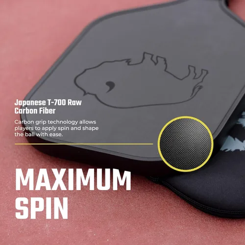 Miniatura 5 de Paleta de pickleball de fibra de carbono, superficie Toray T700 sin procesar que proporciona el máximo giro de la bola. Formas de raqueta de El