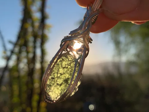 Miniatura 3 de Cristal de moldavita genuino, colgante grande de diamantes Herkimer - MUY alta vibración República Checa Tektite piedra curativa Reiki S61