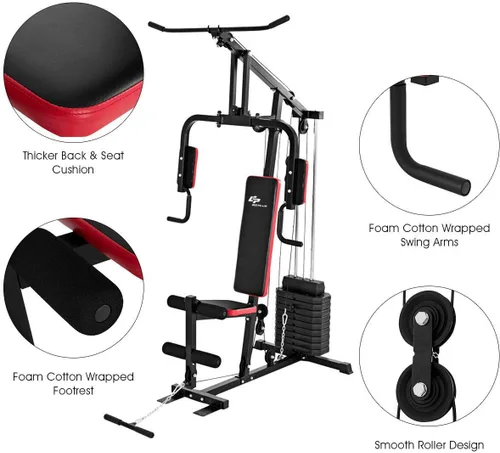 Miniatura 3 de Goplus Sistema de gimnasio en casa multifunción, equipo de entrenamiento de fuerza, máquina de fuerza para fitness, para entrenamiento de cuerpo
