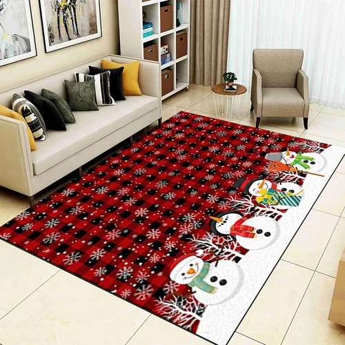 Miniatura 8 de Alfombra de área de decoración de habitación de Feliz Navidad, 2 x 3 pies, alfombra de árbol de Navidad con copos de nieve para dormitorio, alfombra