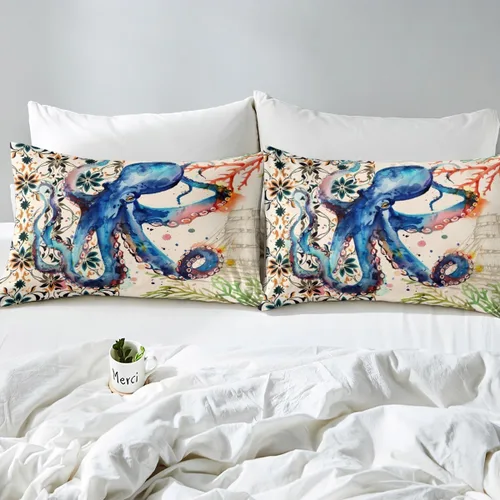 Miniatura 4 de Ocean Kraken - Juego de sábanas bajeras de pulpo para niños, niñas, adolescentes, decoración de habitación, juego de ropa de cama de tentáculos