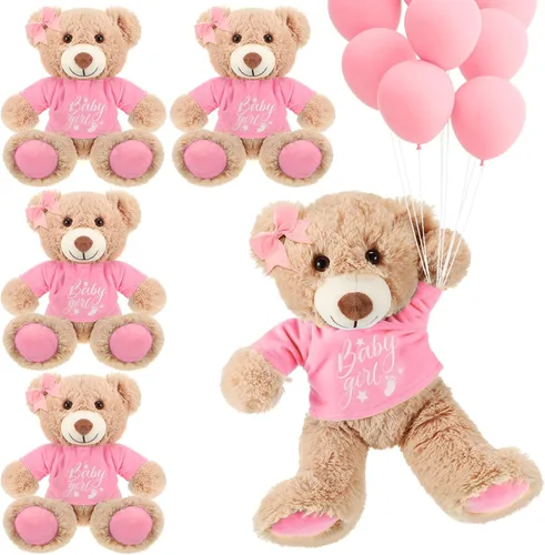 Miniatura 7 de Lenwen 5 piezas de oso de peluche para Baby Shower, decoración de animal de peluche lindo de 14 pulgadas, muñecas de oso de peluche a granel