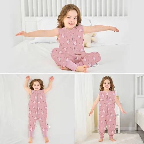 Miniatura 7 de Miracle Baby Saco de dormir con pies - 0.5 TOG 100% algodón transpirable, diseño sin mangas, saco de dormir para bebé Caballo rosa