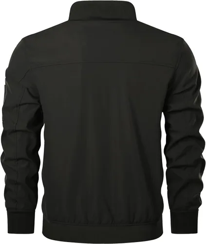 Miniatura 3 de HOOD CREW Chaqueta bomber para hombre, ligera, casual, elegante, para primavera, otoño, cortavientos, con cremallera, con bolsillos