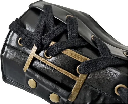 Miniatura 3 de BOMJJOR Michael - Guante de brazo sin dedos MJ Jackson BAD ajustable de cuero, armadura con hebilla, disfraz punk