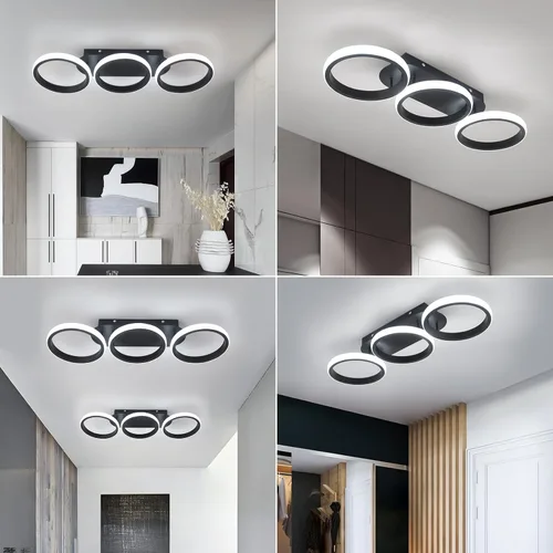 Miniatura 5 de Lámpara de techo cuadrada LED moderna - 33 W, 6000 K blanco frío, montaje empotrado para cocina, sala de estar, dormitorio y pasillo