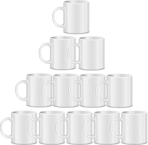 RAINBOWTIE Tazas de sublimación en blanco, tazas de café de sublimación de 11 onzas, taza de cerámica con revestimiento blanco, juegos de tazas –