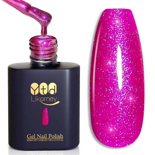 Miniatura 20 de YTD Likomey Juego de esmaltes de uñas de gel Cat Eye, 8 colores de verano con purpurina magnética de cristal con barra magnética, plateado, verde