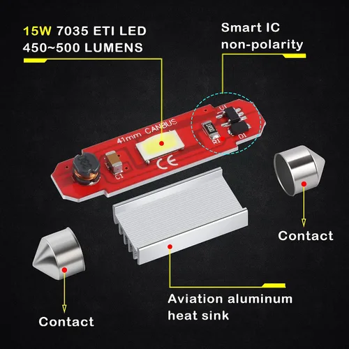 Miniatura 3 de Focos LED Festoon DE3175 DE3021 de 1.220 in, mapa interior, cúpula, maletero, luces de lectura, blanco de 6000 K, DE3022 3022 3021, 480 lúmenes